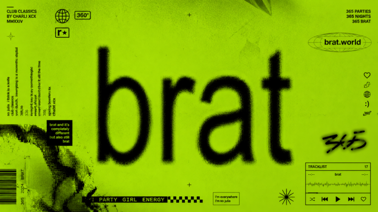 Brat Album inspired lime green and black design with bold lowercase typography