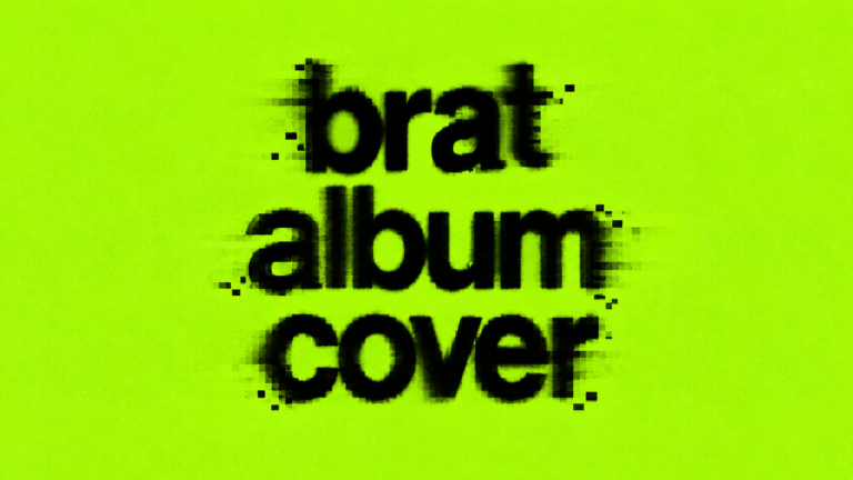 Brat album cover inspired design with lime green background and bold black lowercase text Title: Brat Album Cover – Green and Black Design