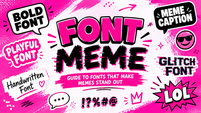 Font meme guide showing different meme font styles and bold typography